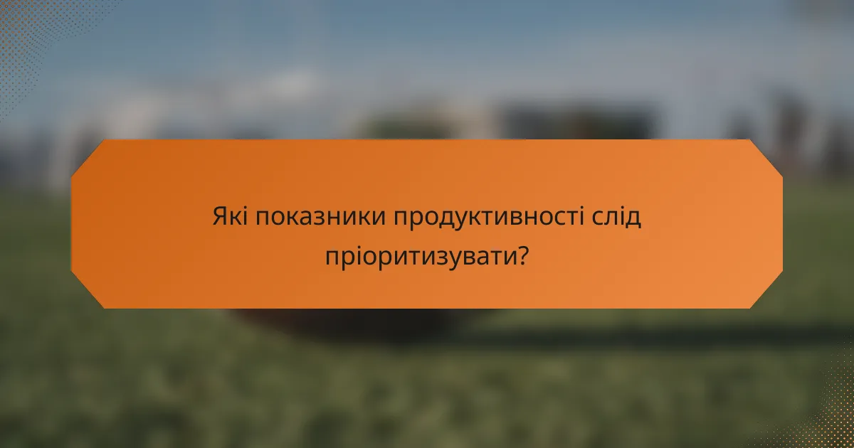 Які показники продуктивності слід пріоритизувати?